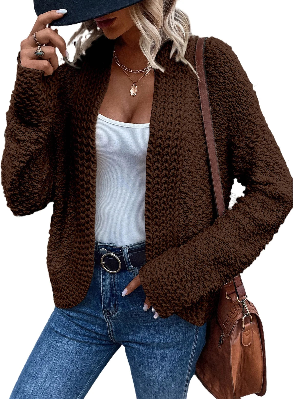 Womens Button down Cardigan Sweater Long Sleeve Open Front Knit Outwear Casual V Neck Knitted Tops S-2XL