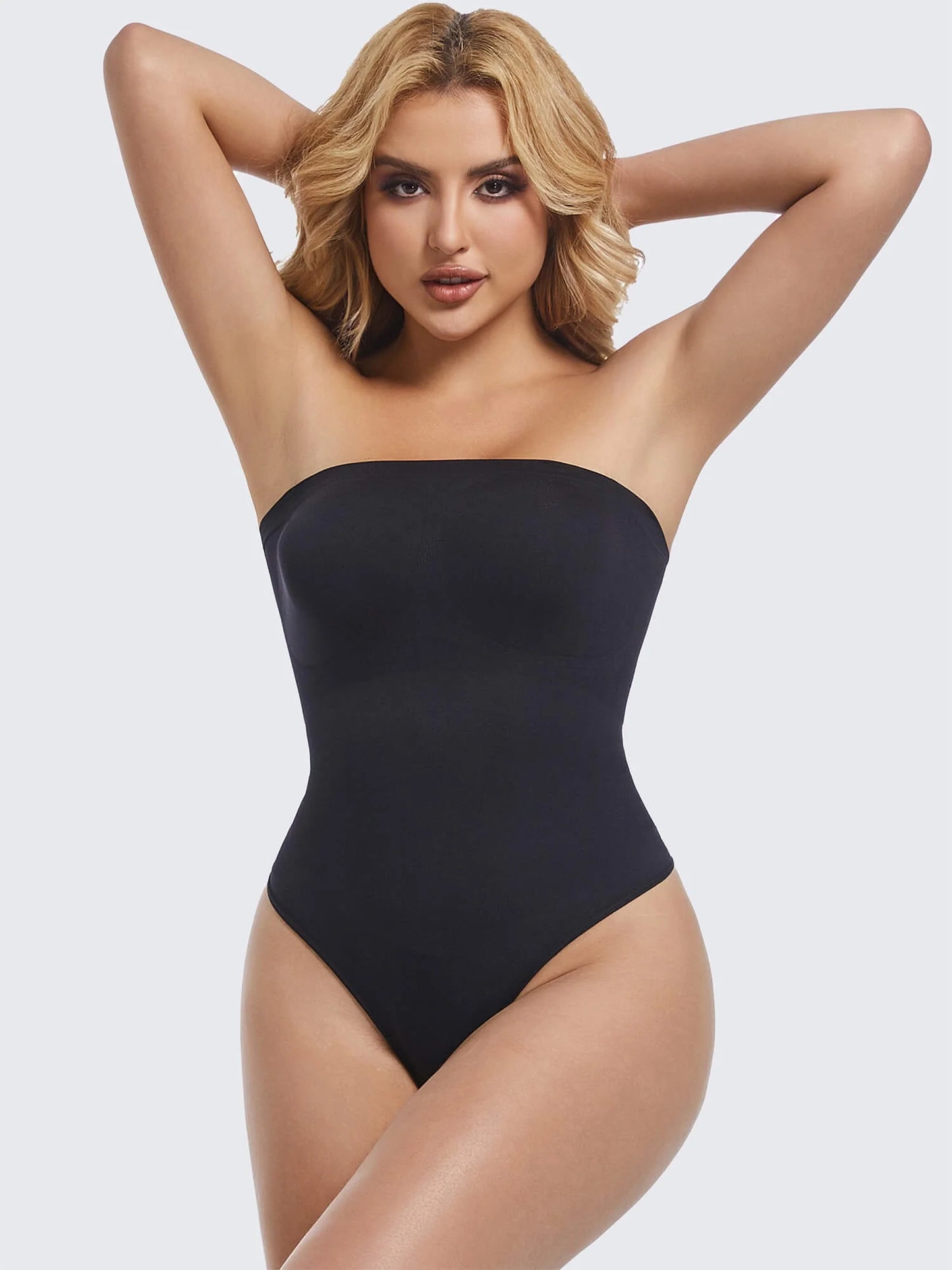 Strapless Thong Bodysuit for Women Tummy Control Shapewear Seamless Sculpt Body Shaper with Removable Straps